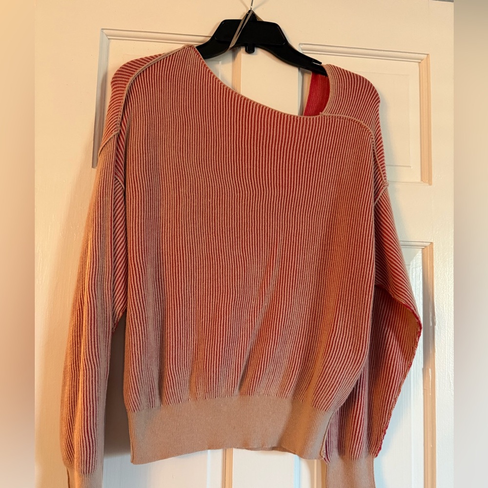 Line and Dot Favorite Geometric Ribbed Sweater Pink, Sz S - LIKE NEW!